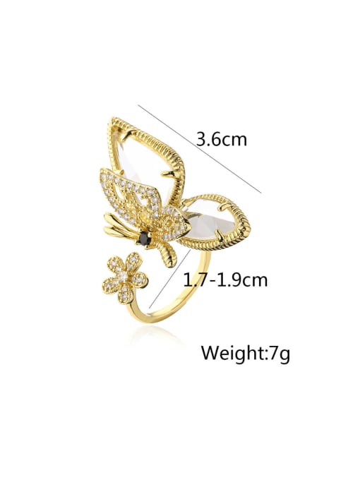 AOG Brass Cubic Zirconia Butterfly Hip Hop Band Ring 2