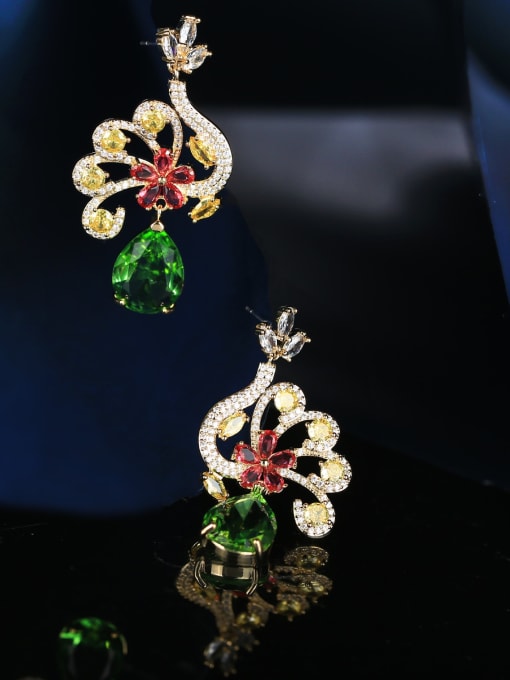 OUOU Brass Cubic Zirconia Flower Luxury Cluster Earring 1