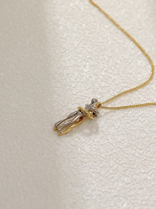 14k Gold White K Brass Shell Irregular Minimalist Necklace