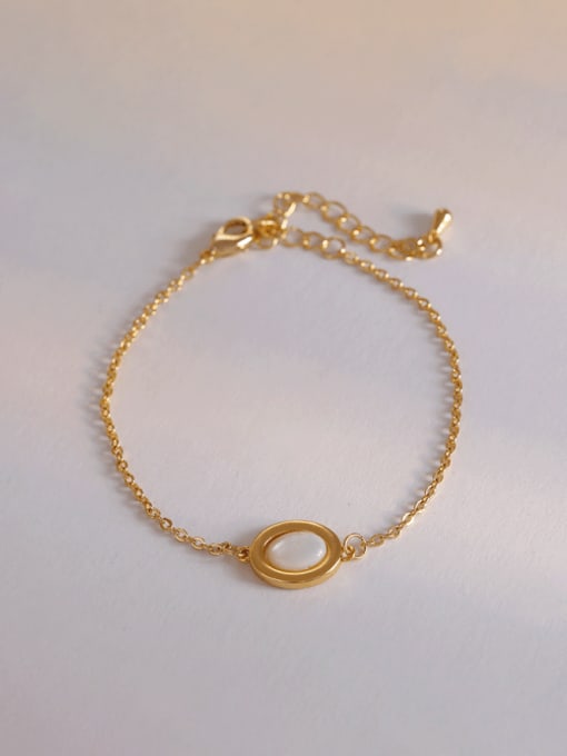 HYACINTH Brass Cats Eye Geometric Minimalist Link Bracelet 2