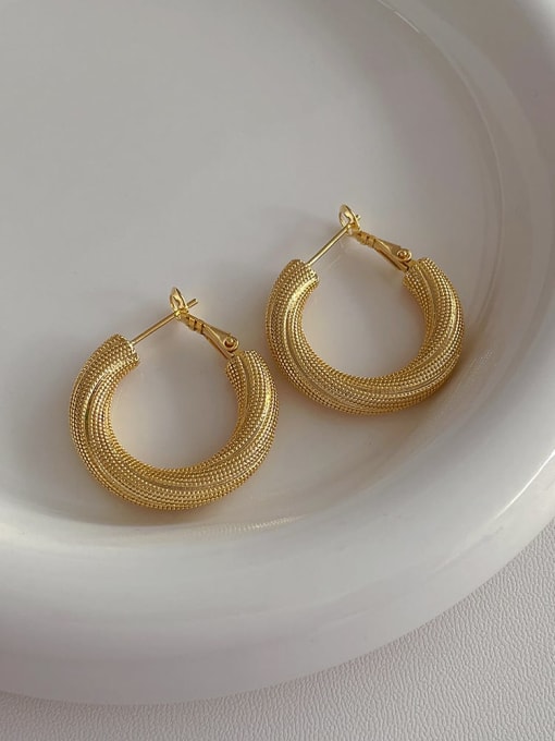 Golden Ear Ring Brass Geometric Hip Hop Hoop Earring