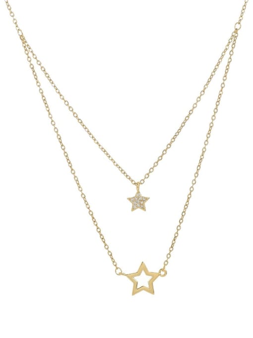 YOUH Brass Geometric Minimalist Multi Strand Necklace 0