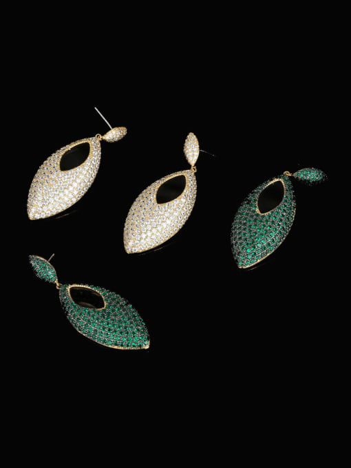 OUOU Brass Cubic Zirconia Water Drop Geometric Luxury Cluster Earring