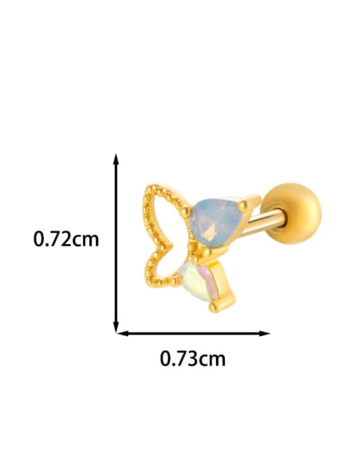 3 #  Gold--Single Brass Cubic Zirconia Heart Bow-Knot Cute Single Earring