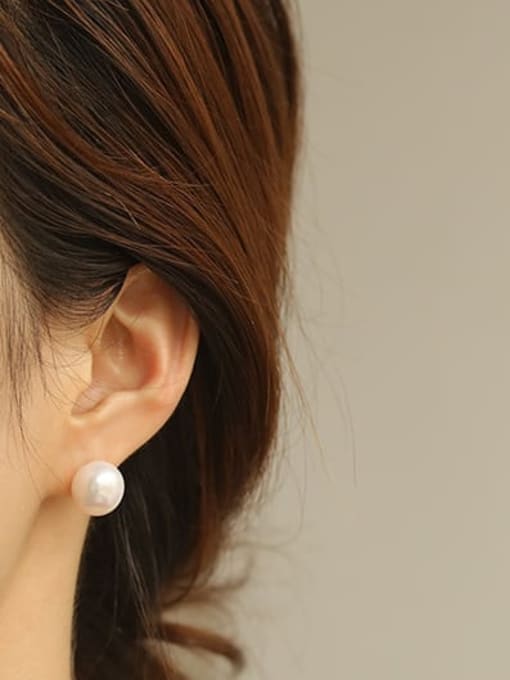 ACCA Brass Freshwater Pearl Irregular Minimalist Stud Earring 1