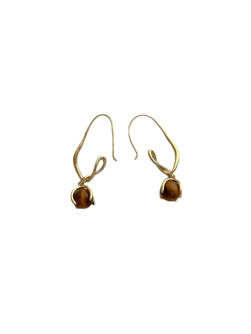 ZRUI Brass Natural Stone Geometric Vintage Drop Earring 0