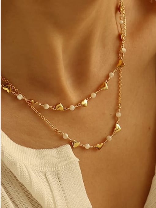 ACCA Brass Shell Minimalist Heart  Bracelet and Necklace Set 1