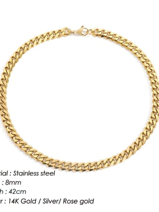 Gold 8mm 42cm Stainless steel Geometric Vintage Hollow  Geometric  Chain Necklace