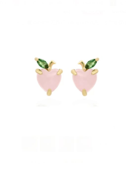 honey peach Brass Cubic Zirconia Multi Color Irregular Cute Stud Earring