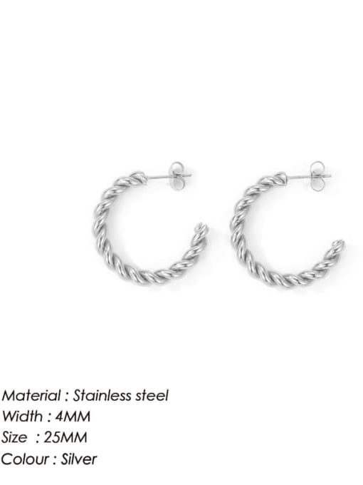 25MM steel color YE35954 Stainless steel Geometric Minimalist Twist C Shape Stud Earring