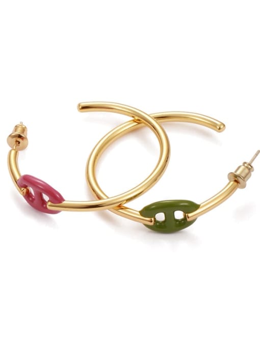 Five Color Brass Enamel Geometric Minimalist Hoop Earring 0
