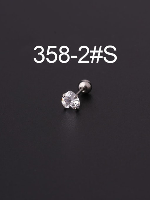 2 Steel Titanium Steel Cubic Zirconia Star Minimalist Stud Earring(Single Only One)