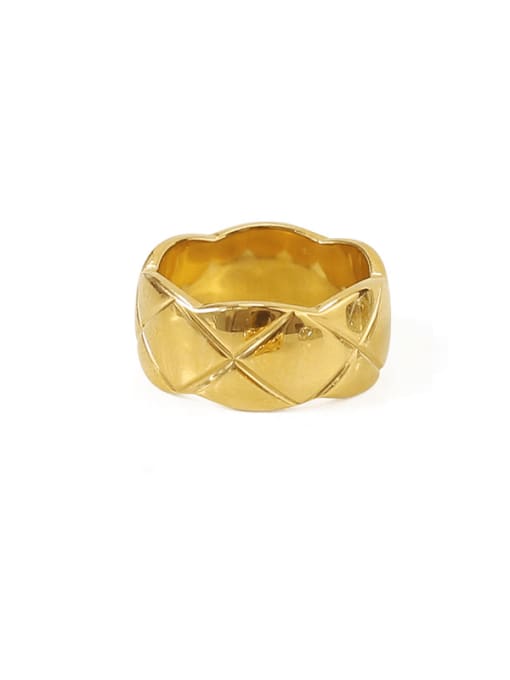 Wide face gold Titanium Steel Geometric Vintage Band Ring
