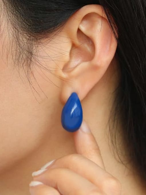 ACCA Brass Enamel Water Drop Minimalist Stud Earring 1