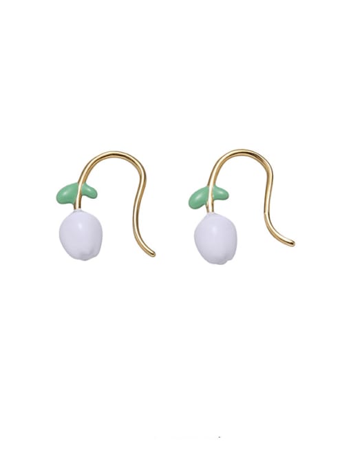 TINGS Brass Enamel Bell Minimalist Hook Earring 1