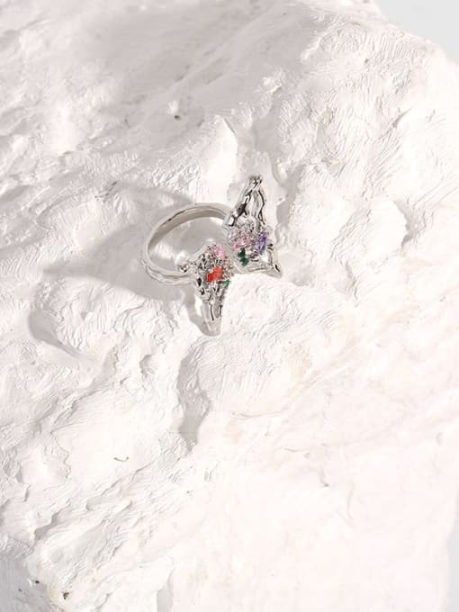 TINGS Brass Cubic Zirconia Butterfly Vintage Band Ring 3