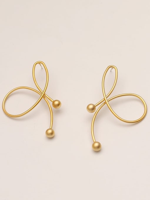 Dumb gold Brass Imitation Pearl Butterfly Minimalist Stud Trend Korean Fashion Earring