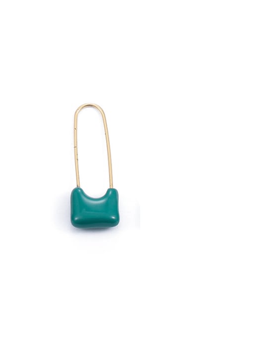 Green pin single Brass Enamel Bowknot Minimalist Single Earring(only one)