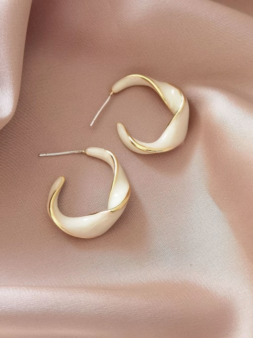 HYACINTH Brass Enamel Geometric Minimalist Huggie Earring