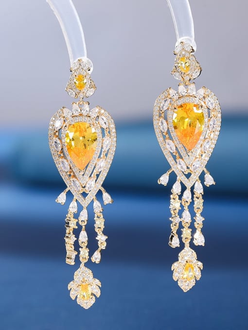 11 Brass Cubic Zirconia Multi Color Heart Luxury Cluster Earring