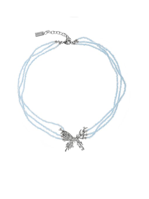 Necklace Brass Glass beads Butterfly Trend Multi Strand Necklace