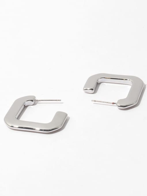 Square Earrings Brass Smooth Geometric Minimalist Stud Earring