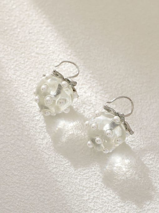 White K +transparent Brass Resin Friut Cute Hook Earring
