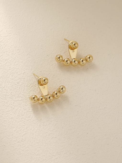 14k Gold Brass Bead Geometric Minimalist Stud Trend Korean Fashion Earring