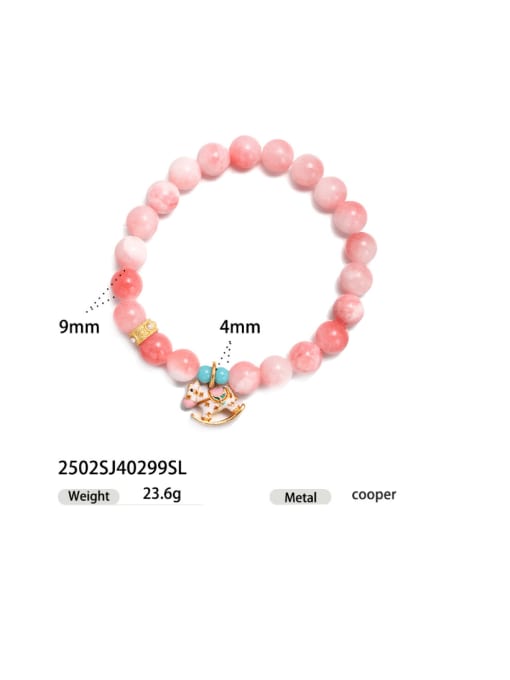 Rocking horse model Brass Natural Stone Multi Color Horse Cute Handmade Beaded Bracelet