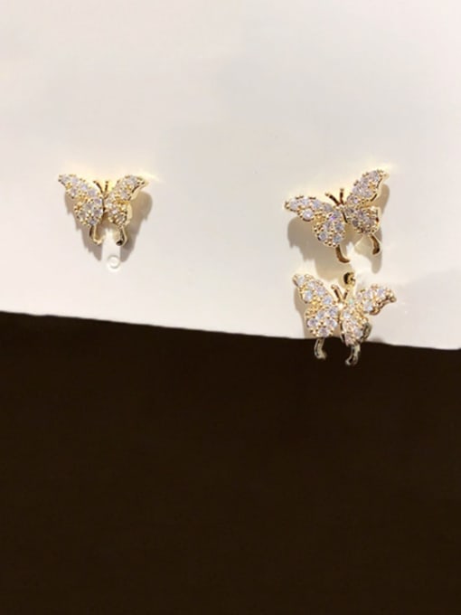 Papara Alloy Cubic Zirconia Cute Butterfly  Stud Earring 2