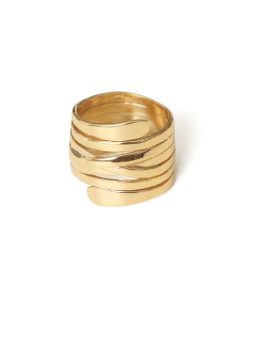 ACCA Brass Hollow Geometric Minimalist Stackable Ring 2