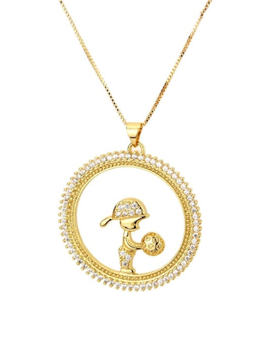 renchi Brass Cubic Zirconia Round Cute boy girl  Pendant Necklace 2