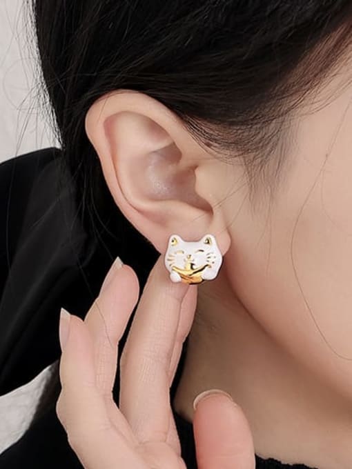 ACCA Brass Enamel Cat Cute Stud Earring 1