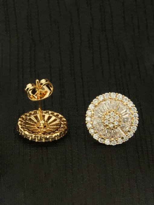 renchi Brass Cubic Zirconia Round Luxury Stud Earring 4