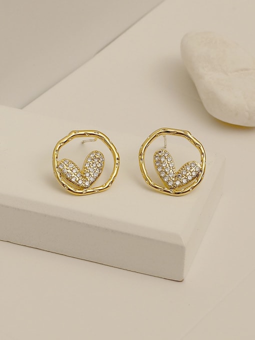 14k gold Brass Cubic Zirconia Geometric Minimalist Stud Trend Korean Fashion Earring