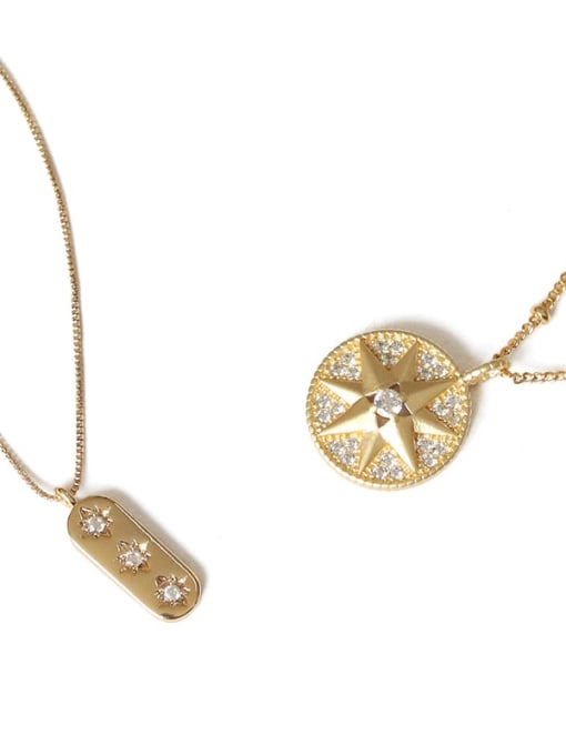 Five Color Brass Cubic Zirconia Star Minimalist Rectangle Pendant Necklace 4