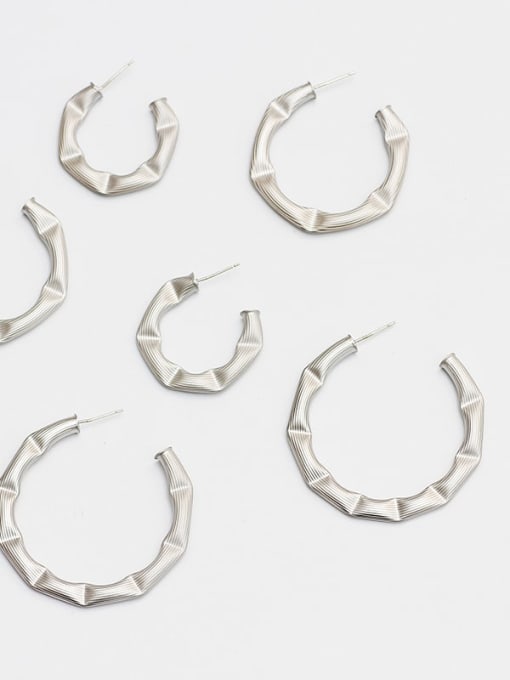 Dumb white K large Copper  C-shape minimalist hoop Trend Korean Fashion Earring