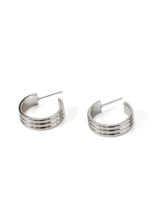 steel 3 Thread Titanium Steel Geometric Minimalist Hoop Earring