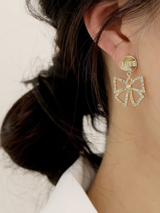 HYACINTH Brass Cubic Zirconia Butterfly Cute Drop Trend Korean Fashion Earring 1