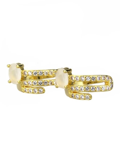 Gold Plated protein Brass Cubic Zirconia Round Dainty Huggie Earring
