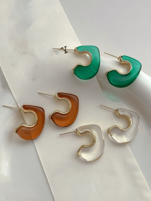 ZRUI Brass Acrylic Geometric Minimalist Stud Earring