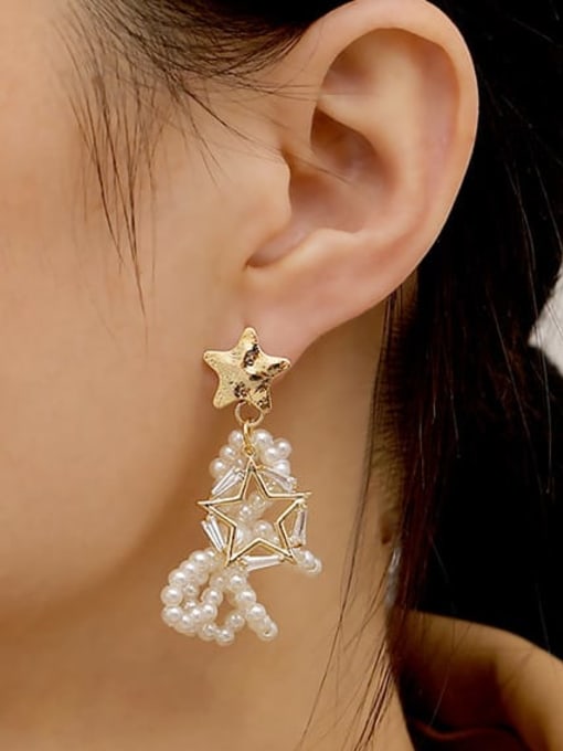 HYACINTH Brass Imitation Pearl Geometric Vintage Drop Trend Korean Fashion Earring 1