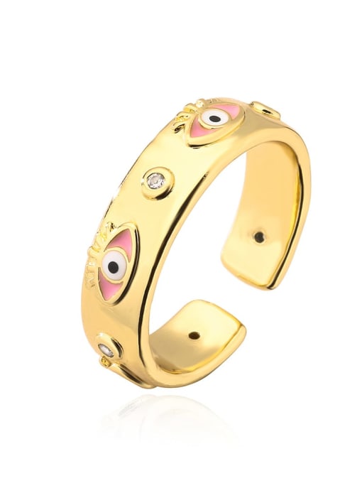 13053 Brass Enamel Cubic Zirconia Evil Eye Trend Band Ring