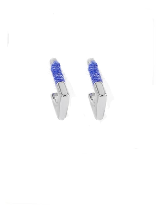 blue Brass Cotton thread Geometric Minimalist Stud Earring
