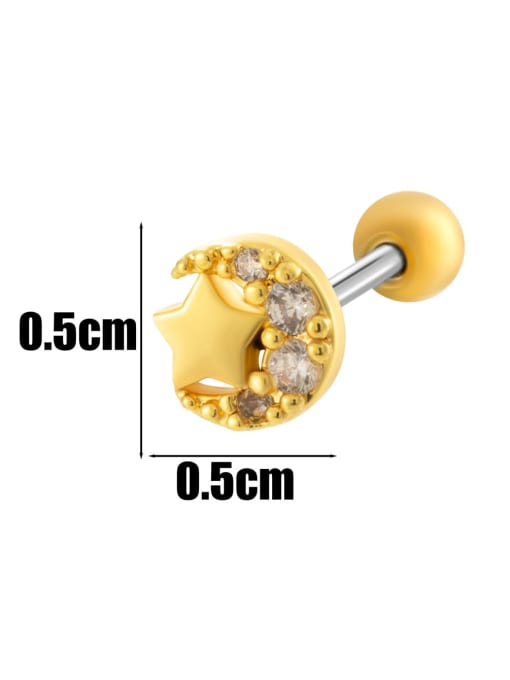 5  # Gold--Single Brass Cubic Zirconia Bowknot Moon Cute Single Earring