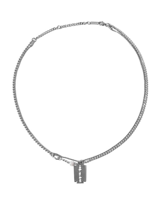 Titanium steel necklace Titanium Steel Cubic Zirconia Geometric Hip Hop Multi Strand Necklace