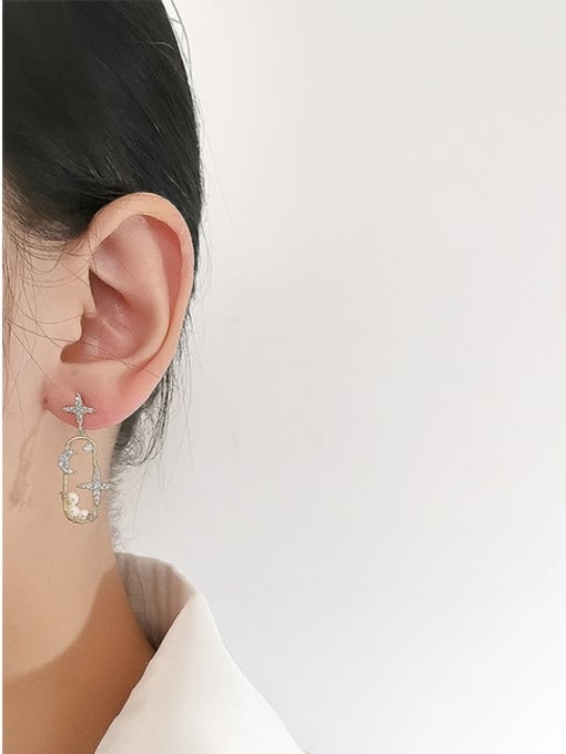 HYACINTH Copper Cubic Zirconia Star Minimalist Drop Trend Korean Fashion Earring 1