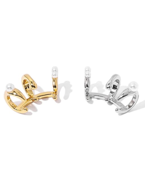 ACCA Brass Imitation Pearl Geometric Minimalist Stud Earring