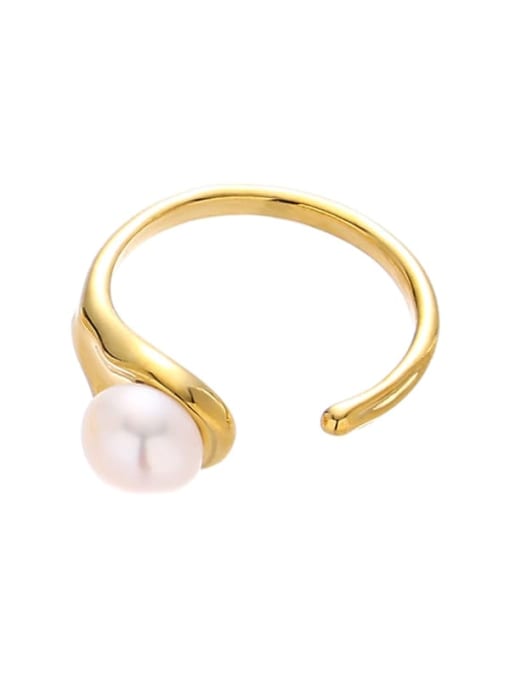 Ring ② Brass Imitation Pearl Irregular Minimalist Band Ring