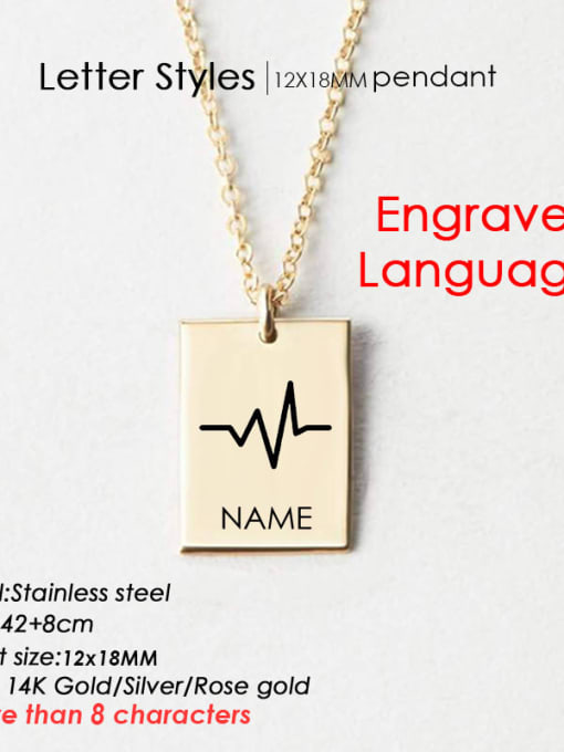 Gold GX 109 Stainless steel  Minimalist engrave language geometry Pendant Necklace